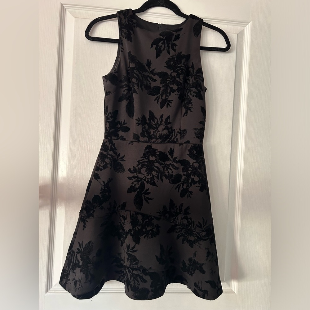 Black dress with velvet flowers
